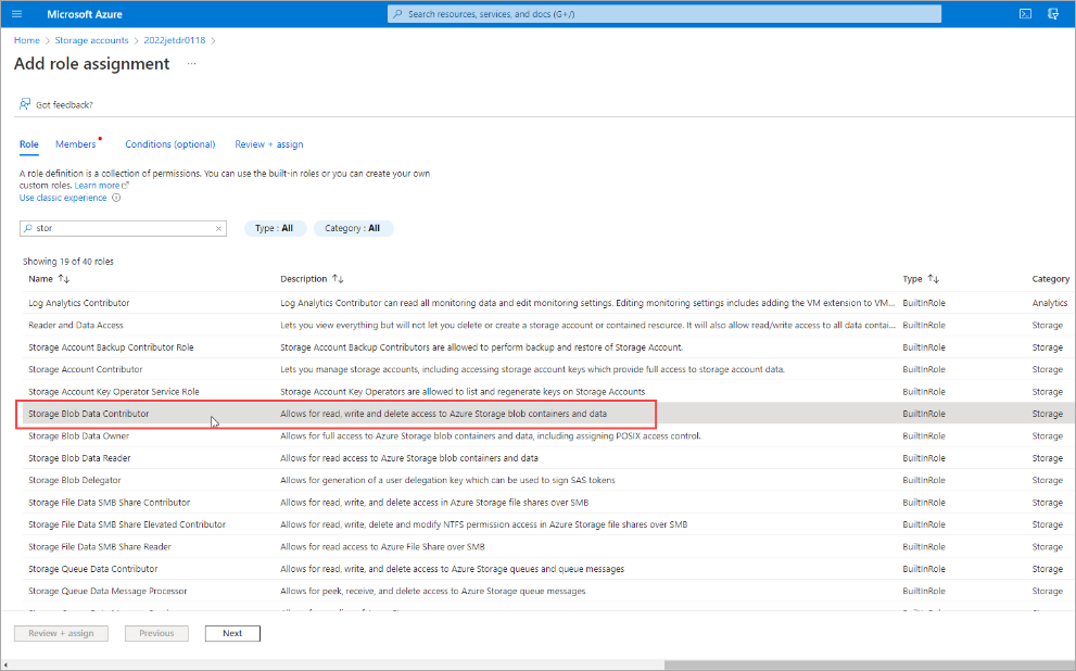 Configuring Azure Storage
